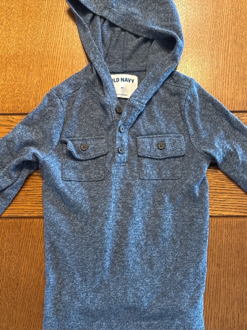 Old Navy Heather Blue Hooded Pullover with Chest Flap Pockets